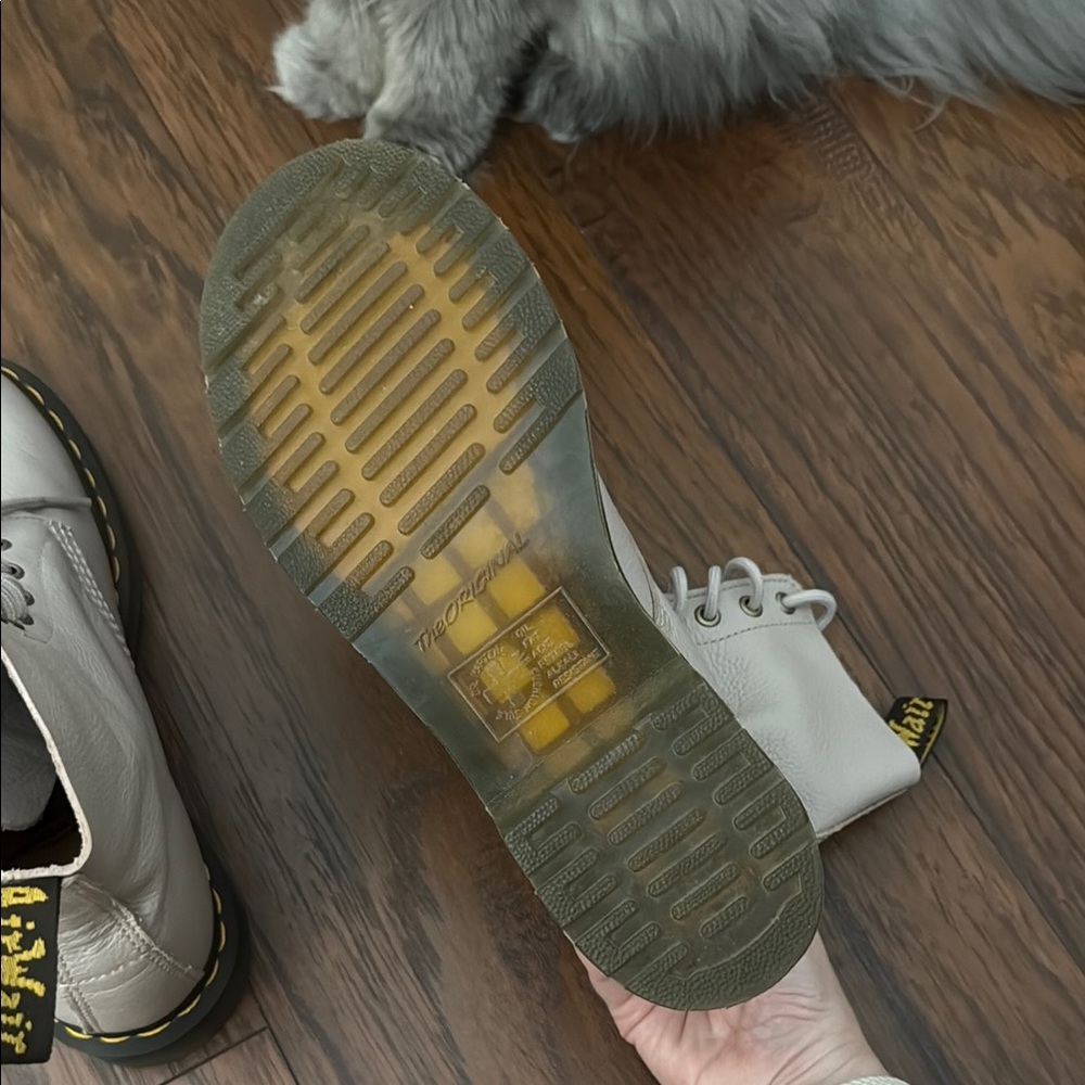 Dr. Martens Cream Ankle Boots with Chunky Sole - Picture 3 of 6